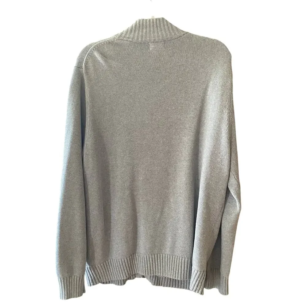L.L. Bean Sweater Cardigan Full Zip 100% Cotton Gray Mens Size Large